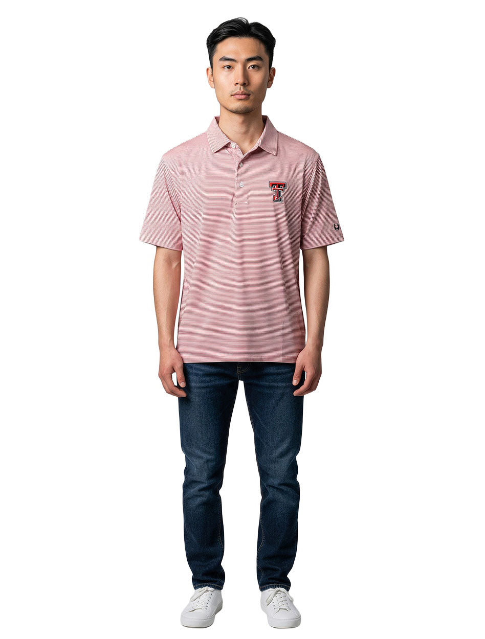 Texas Tech Dark Horse "Red Mini Stripe" Premium Men's Polo
