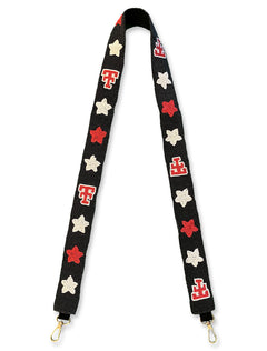 Texas Tech Dark Horse "Throwback Stars" Black Beaded Purse Strap