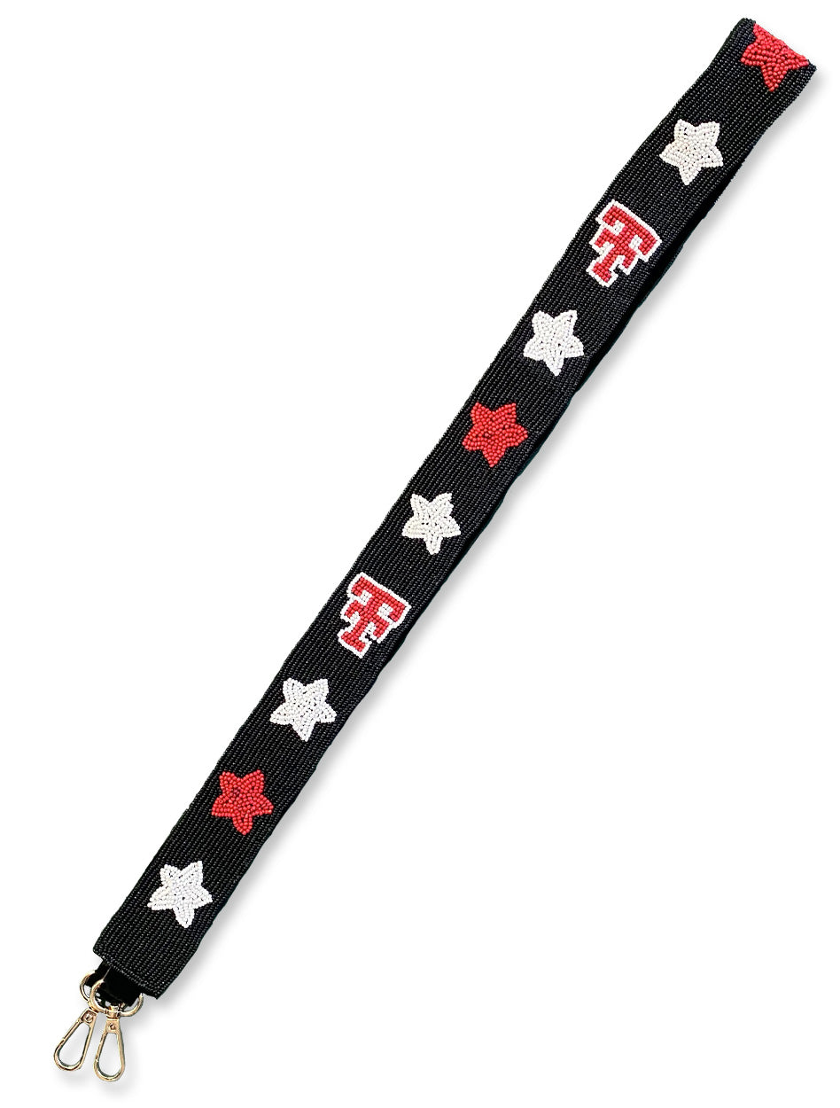 Texas Tech Dark Horse "Throwback Stars" Black Beaded Purse Strap
