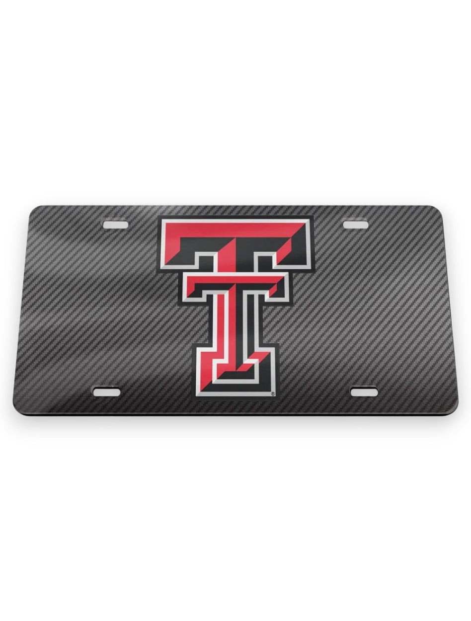 Texas Tech Double T Carbon Acrylic License Plate Cover