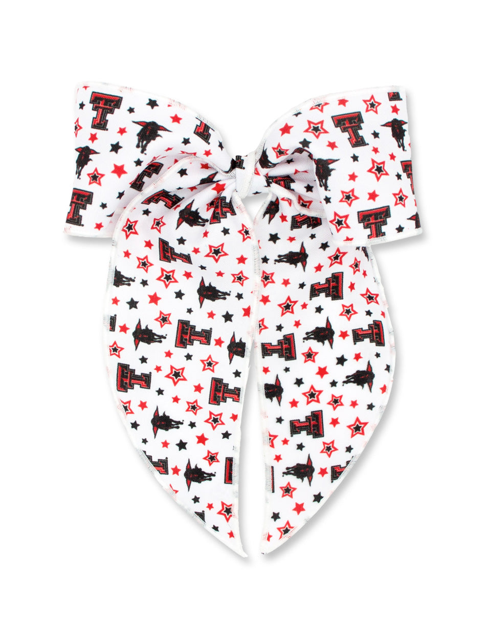 Texas Tech Double T King College Star Print Fabric Bow