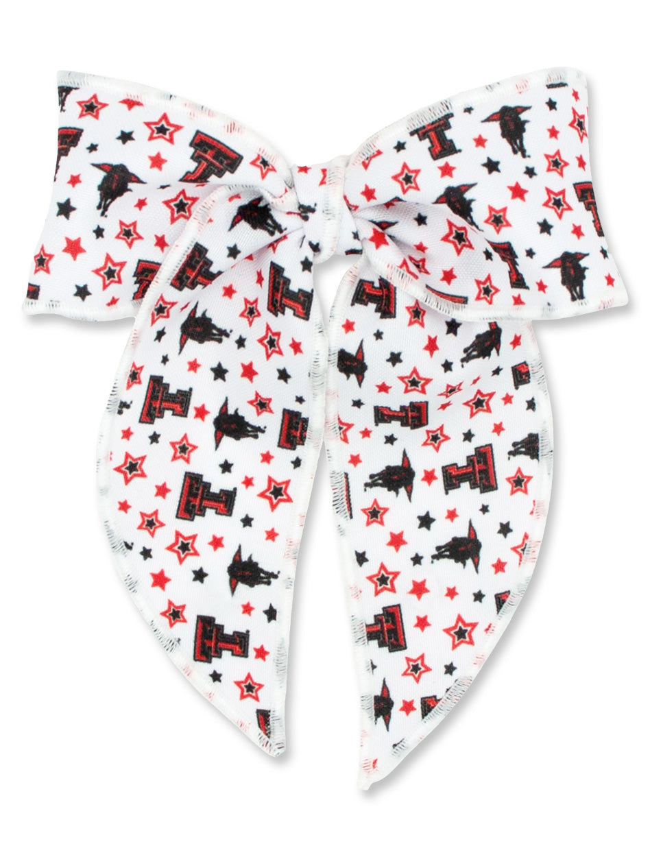 Texas Tech Double T Medium College Star Print Fabric Kids Hair Bow