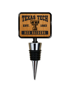 Texas Tech Double T Red Raiders wood and metal wine bottle stopper