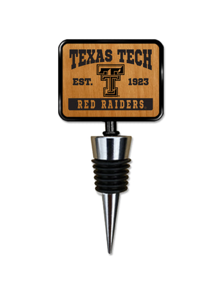 Texas Tech Double T Red Raiders wood and metal wine bottle stopper