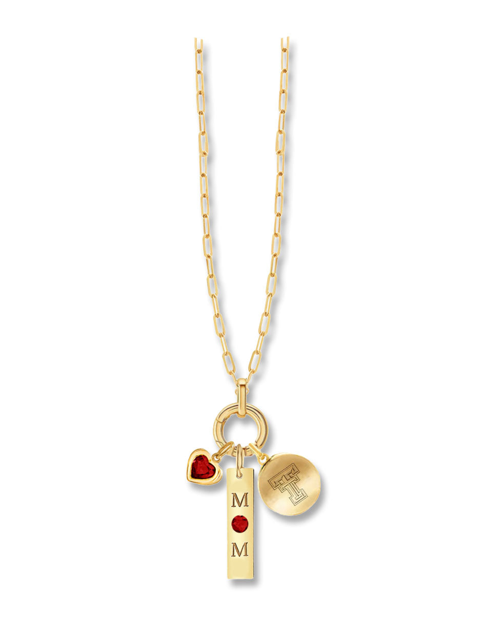Texas Tech Double T "Mati" Mom Charm Necklace