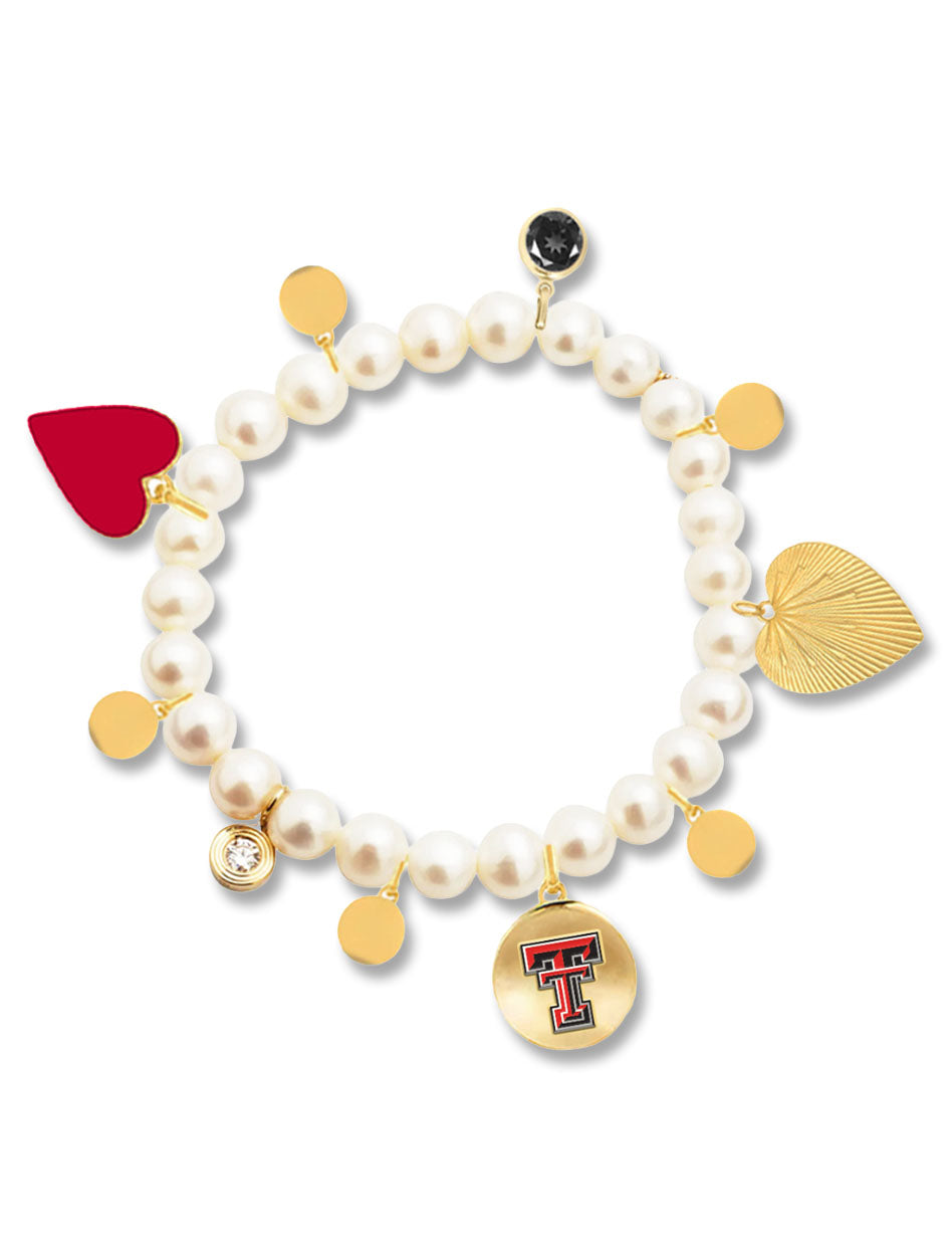 Texas Tech Double T "Pearl" Charm Bracelet