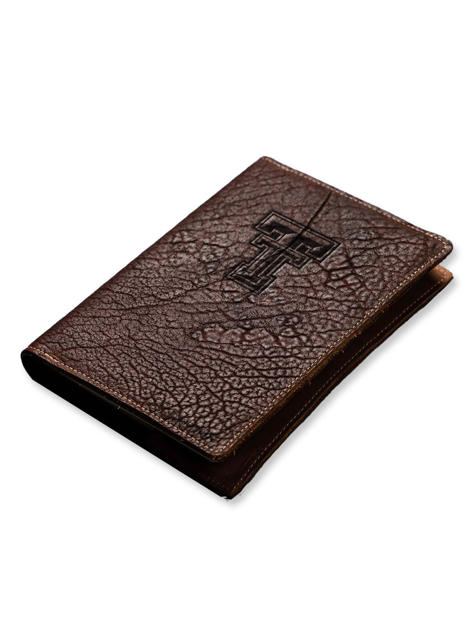 Texas Tech Holtz Double T " The Scholar-Bison" Leather Journal with Shrunken Bison Leather Cover The Scholar