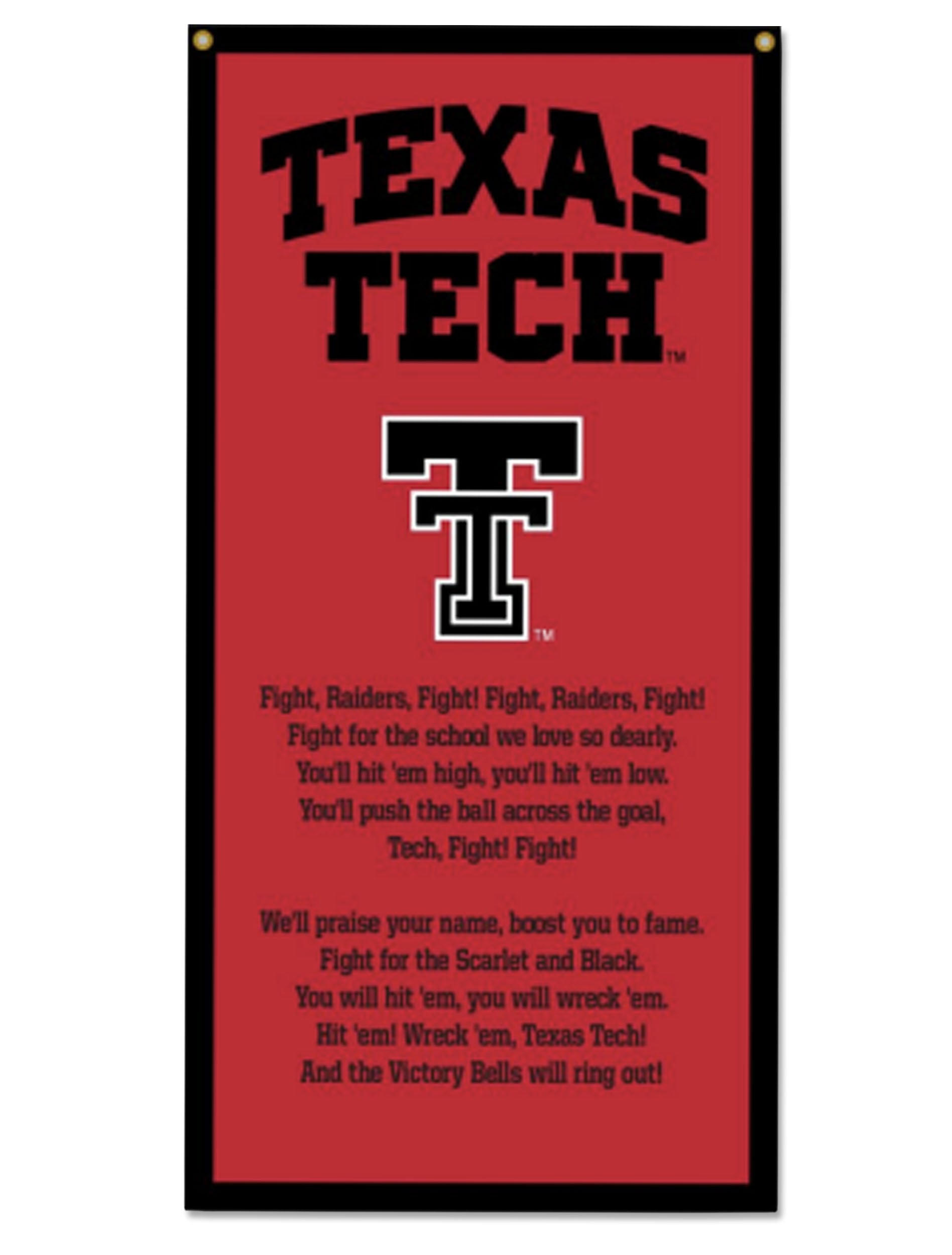 Texas Tech Fight Song Large Flocked Red Felt 18" x 35" Banner