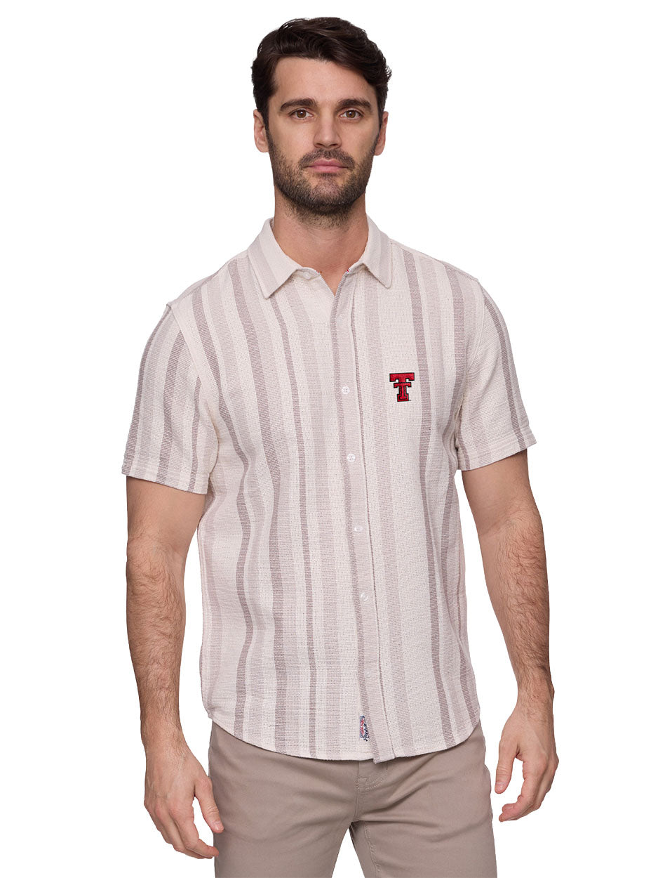 Texas Tech Flag & Anthem "Orleans" Stripe Short Sleeve Textured Shirt