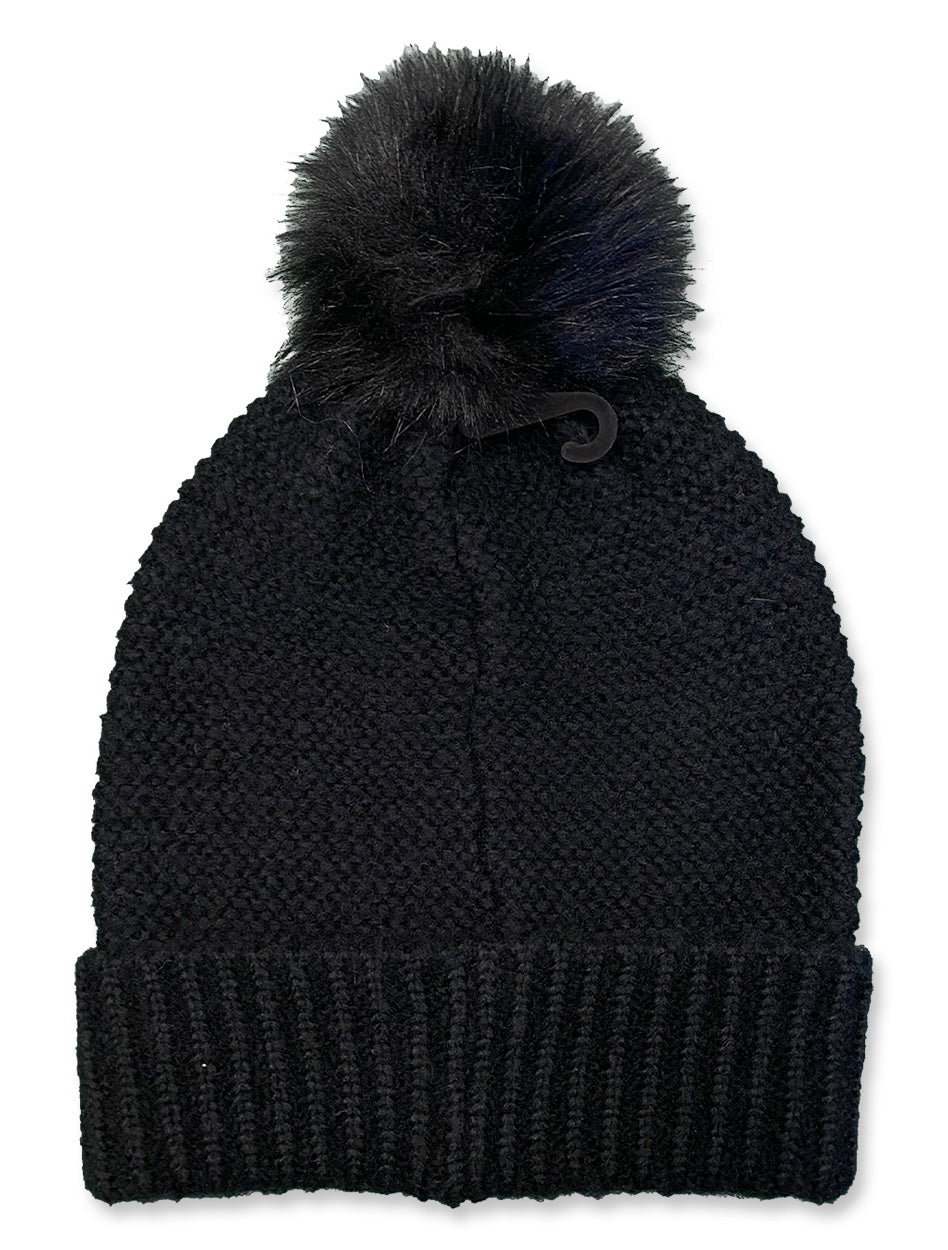 Texas Tech Fur Pompom Knit Black Beanie