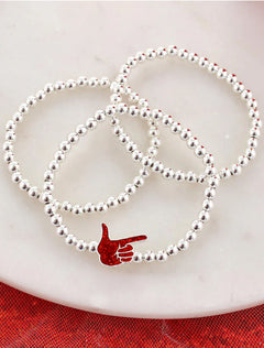 Texas Tech Glitter Enamel Guns Up 3-Strand Stretch Bracelet