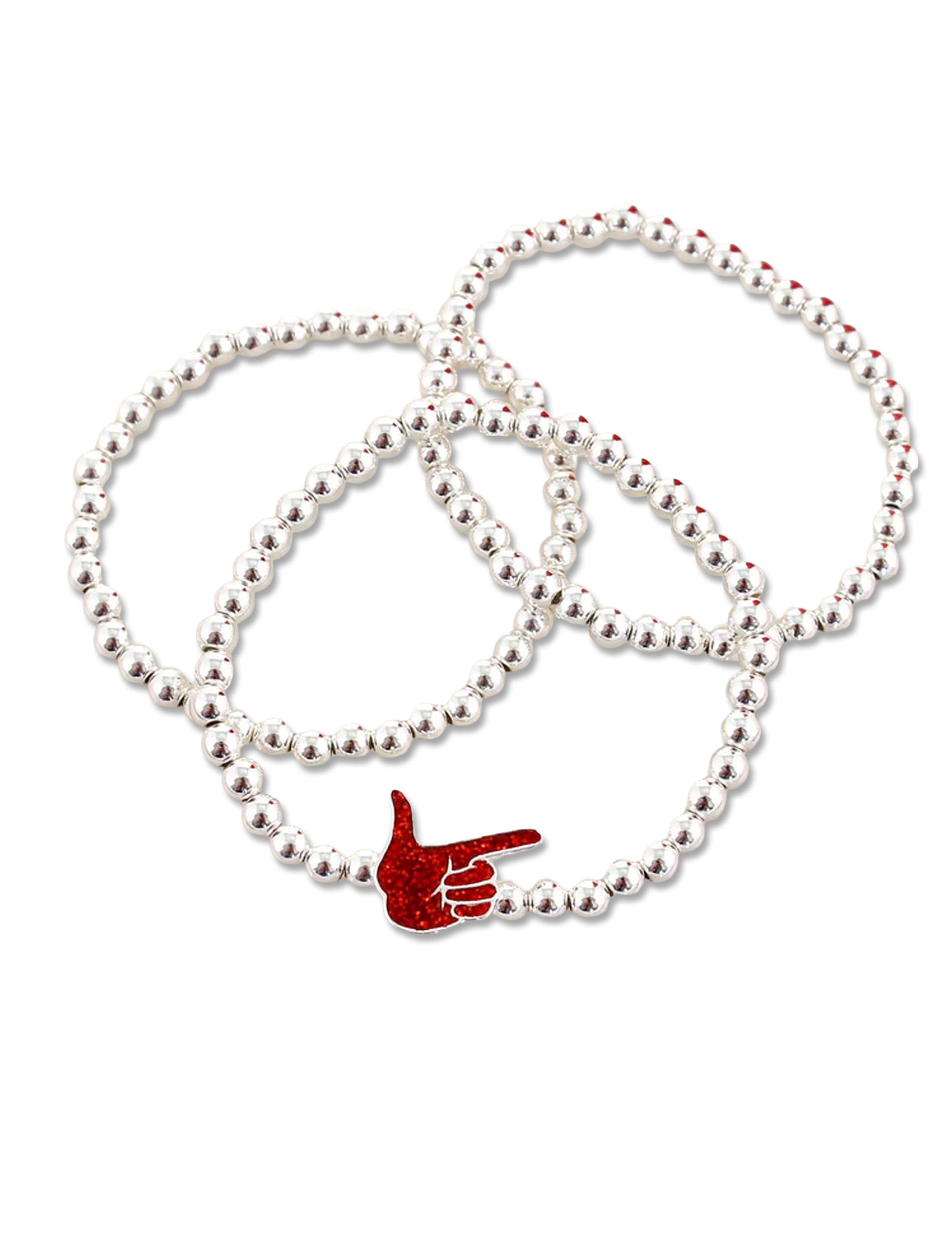 Texas Tech Glitter Enamel Guns Up 3-Strand Stretch Bracelet