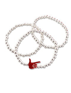 Texas Tech Glitter Enamel Guns Up 3-Strand Stretch Bracelet