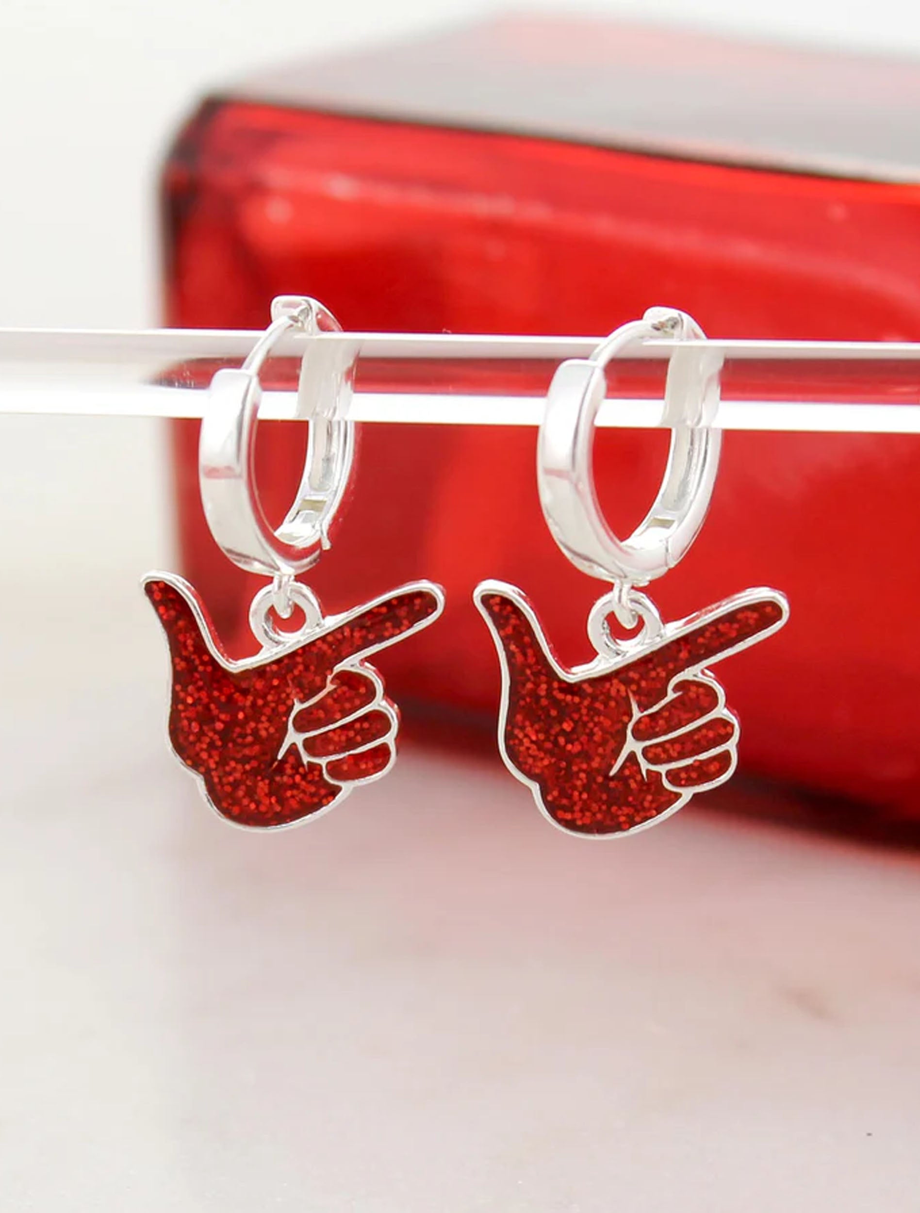 Red Glitter Texas Tech Guns Up Earrings