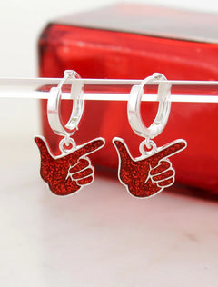 Red Glitter Texas Tech Guns Up Earrings