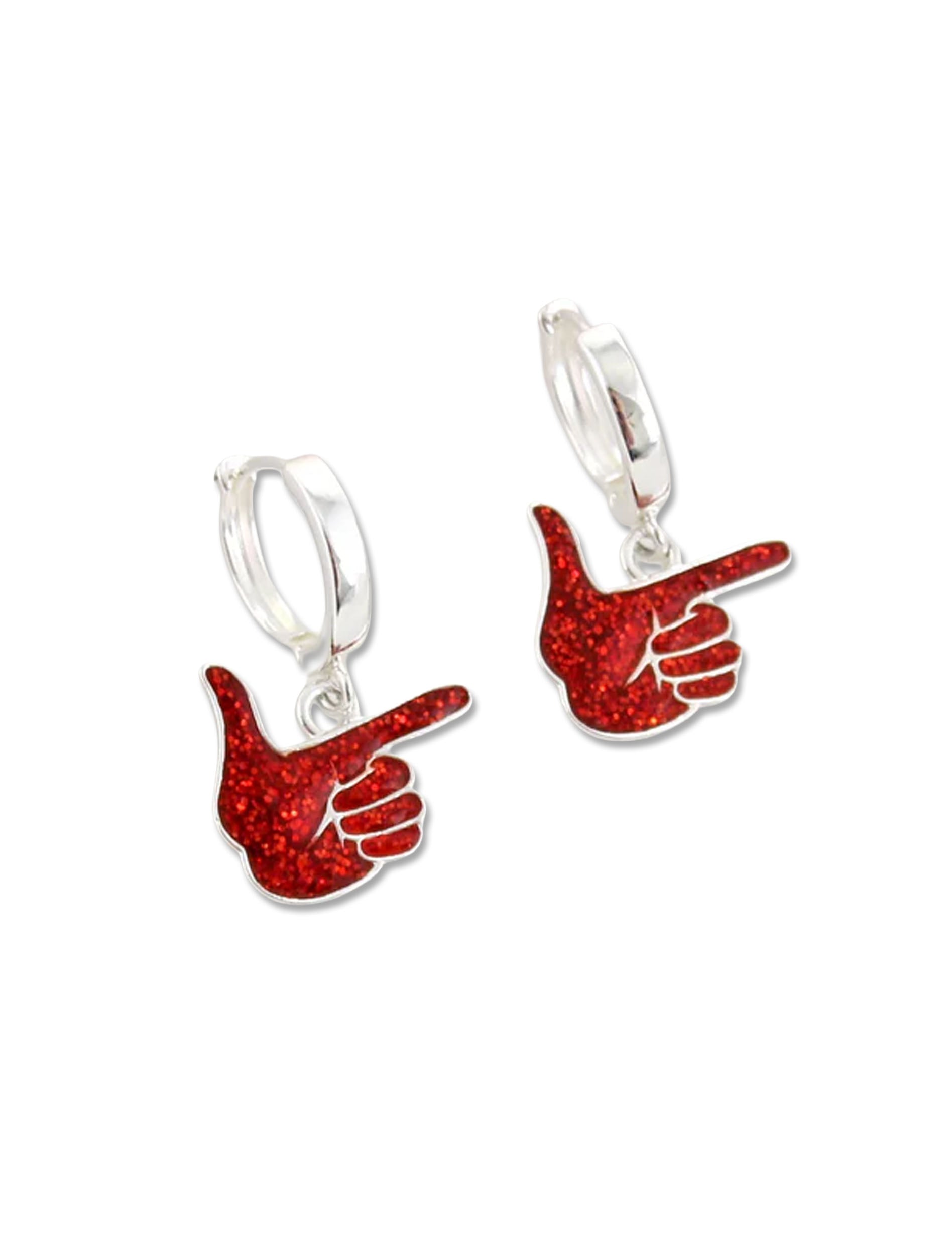 Red Glitter Texas Tech Guns Up Earrings