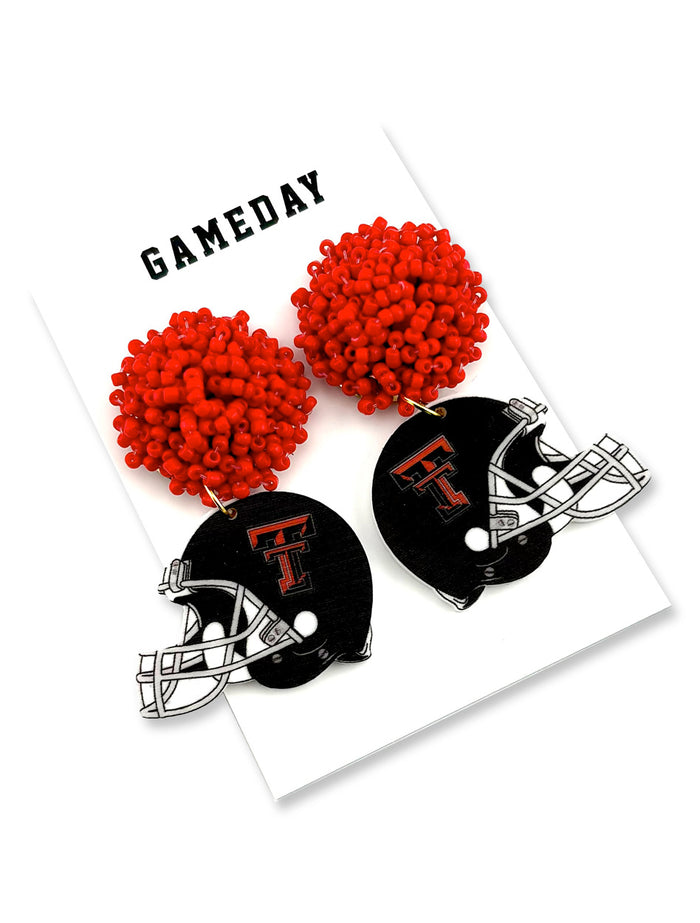 Texas Tech "Helmet" Dangle Earrings