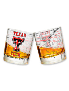 Texas Tech "Map" Whiskey Lowball Glass