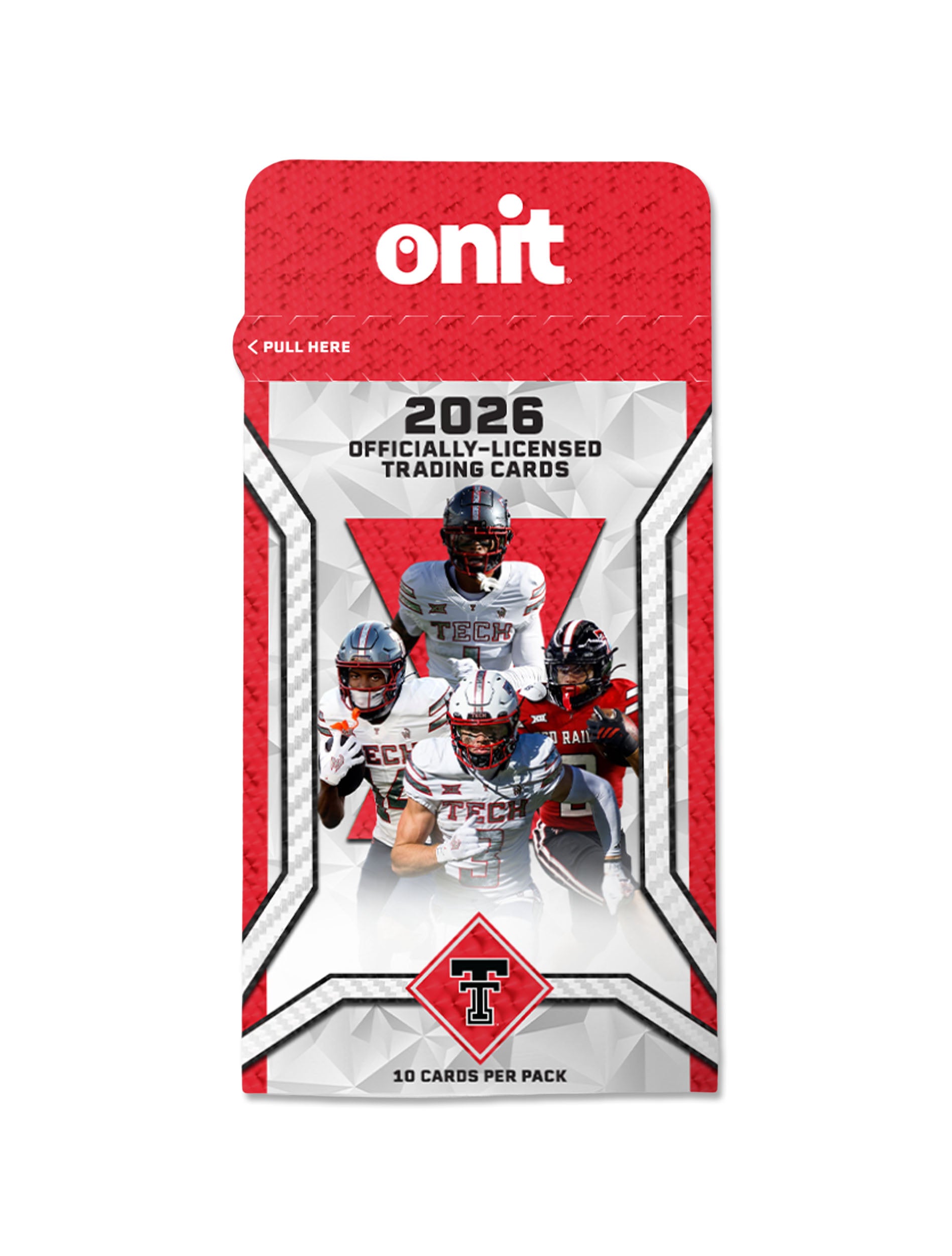 Onit 2026 Texas Tech officially licensed trading cards single pack with Red Raiders players and the Double T, 10 cards per pack