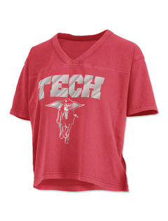Texas Tech Press Box "Sequined Sycamore" V-Neck Waist Length Top