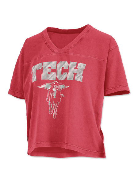 Texas Tech Press Box "Sequined Sycamore" V-Neck Waist Length Top