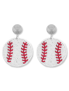 Texas Tech Red Raiders "Ace" Beaded Baseball Earrings