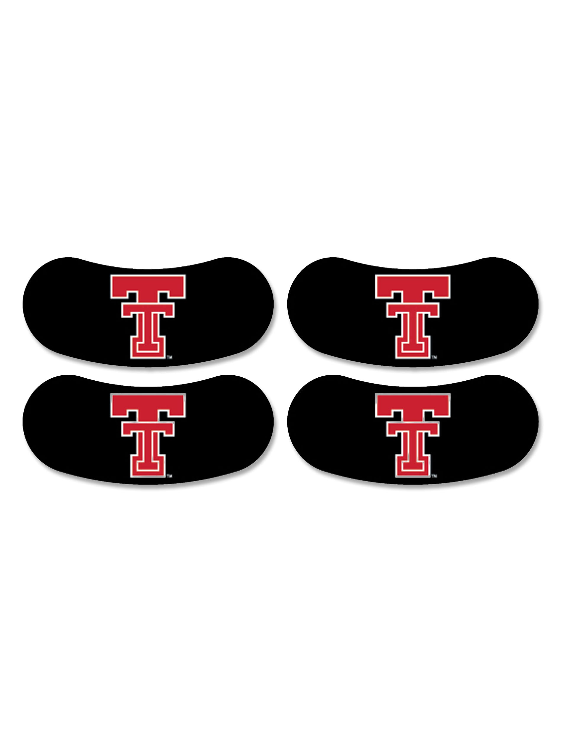 Texas Tech eye black strips, two pair of black adhesive strips with the red Double T centered on each