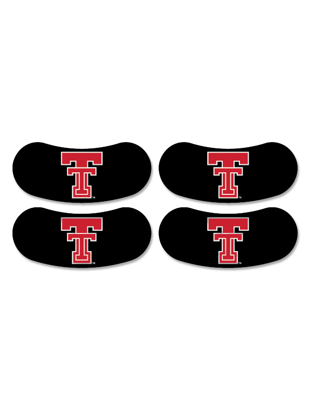 Texas Tech eye black strips, two pair of black adhesive strips with the red Double T centered on each