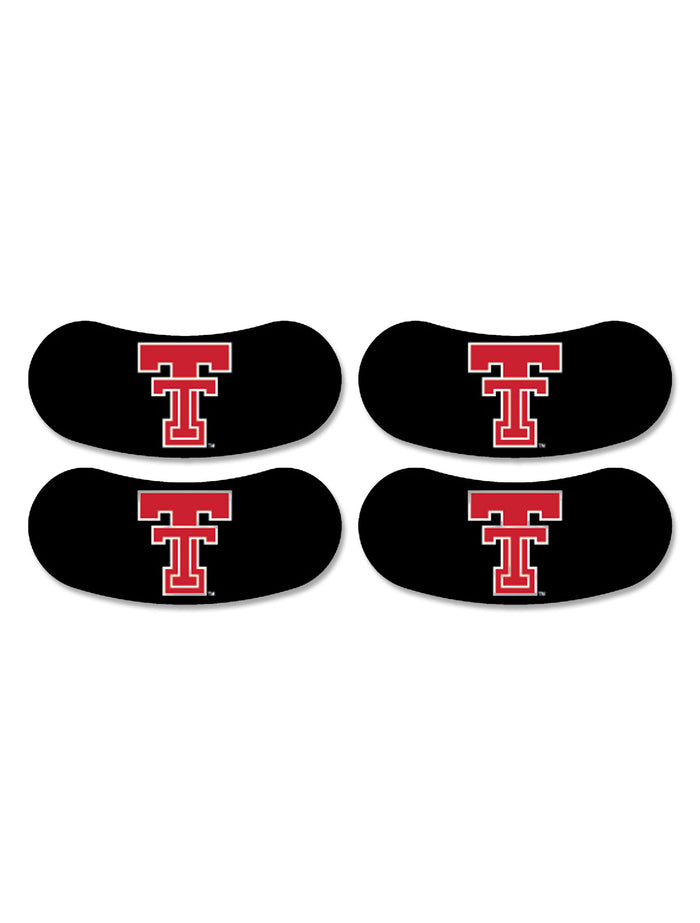 Texas Tech eye black strips, two pair of black adhesive strips with the red Double T centered on each