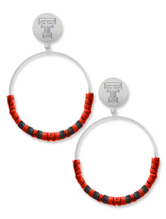 Texas Tech Red Raiders "Skye" Double T Round Beaded Hoop Earrings