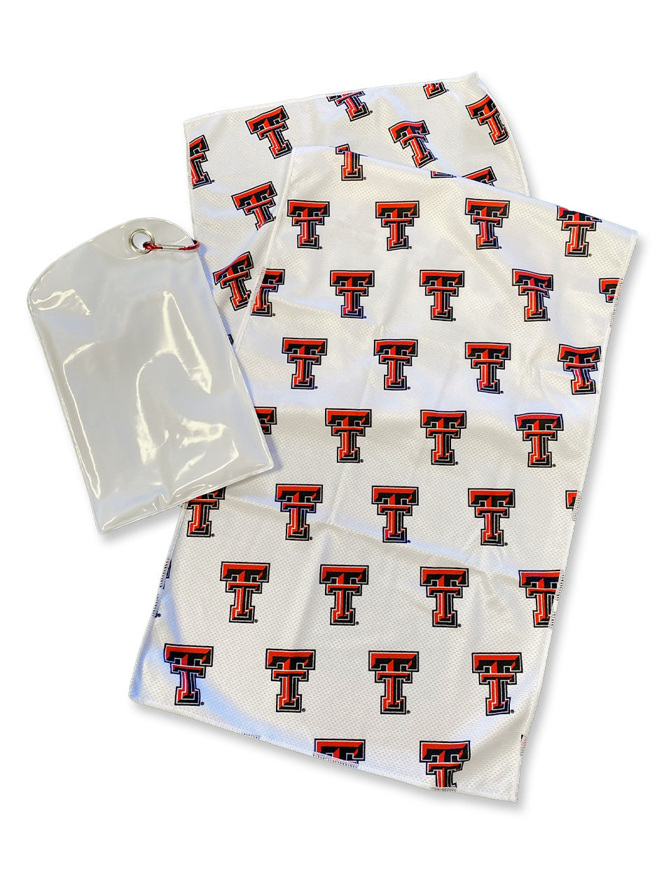 Texas Tech Repeating Double T White Cooling Towel