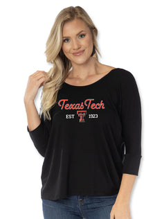 Texas Tech "Tamara 3.0" 3/4 Sleeve Women's Top BLACK
