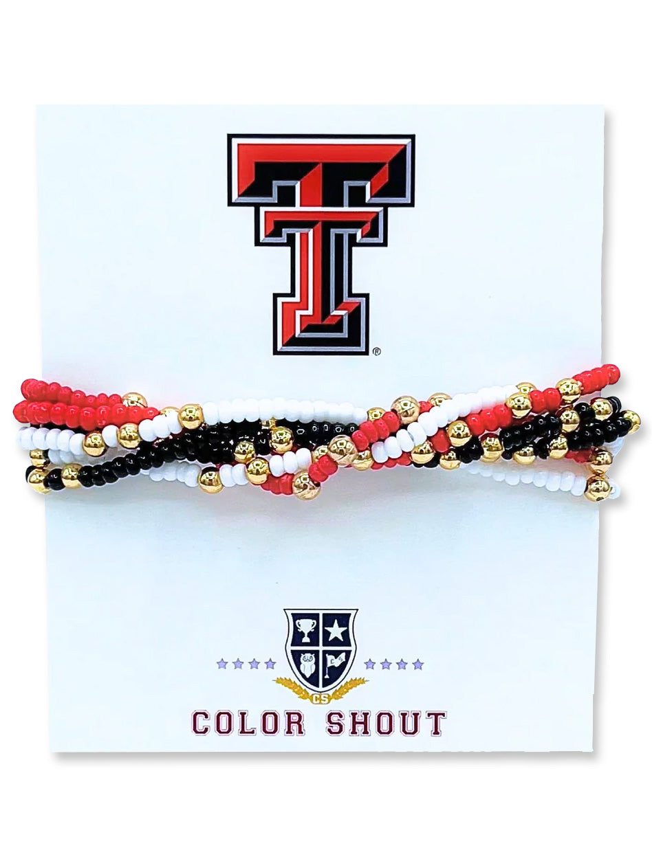 Texas Tech Team Colors Set of 6 Stretch Bracelets