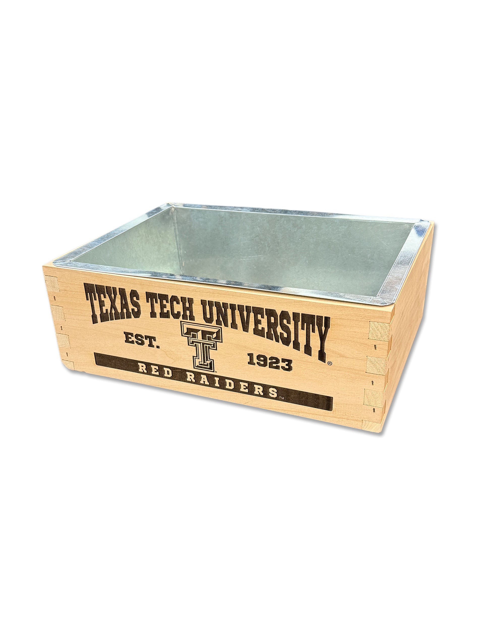 Texas Tech Wood Drink "Cooler" Box with Metal Liner