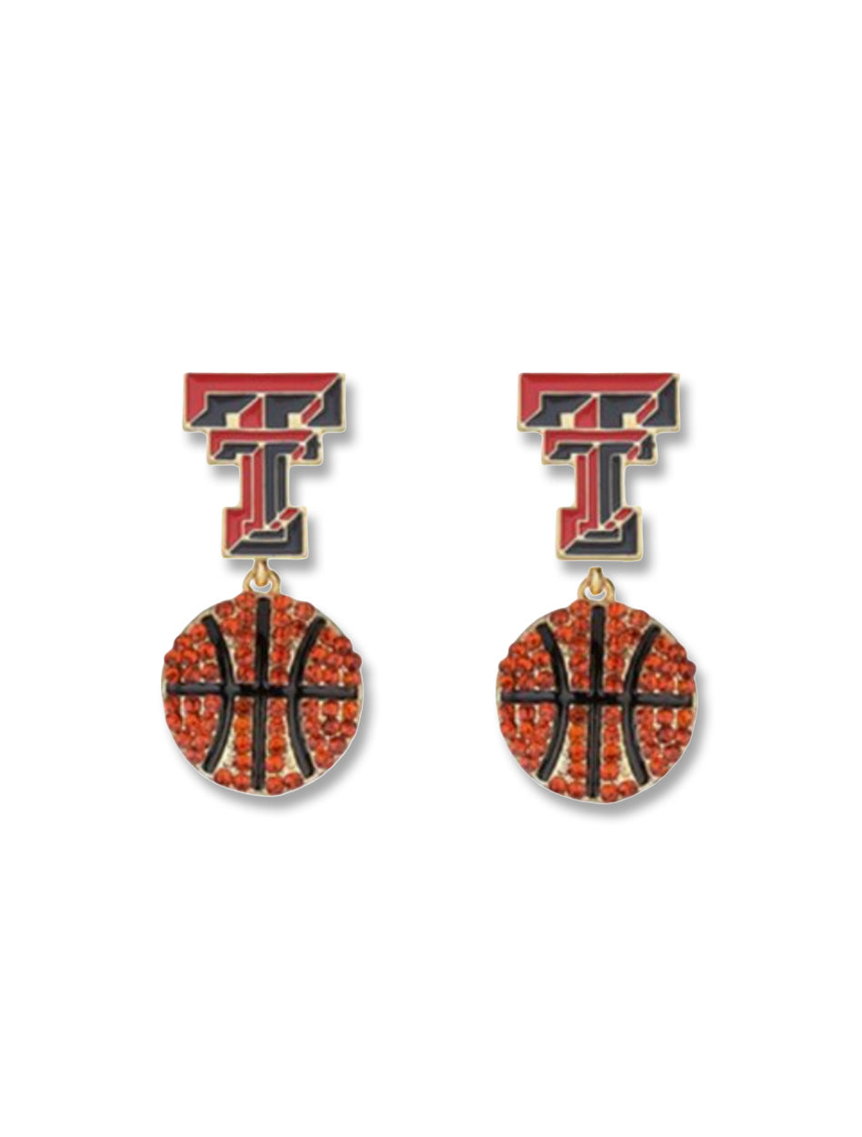 Texas Tech "Azreal" Basketball Rhinestone Dangle Earrings