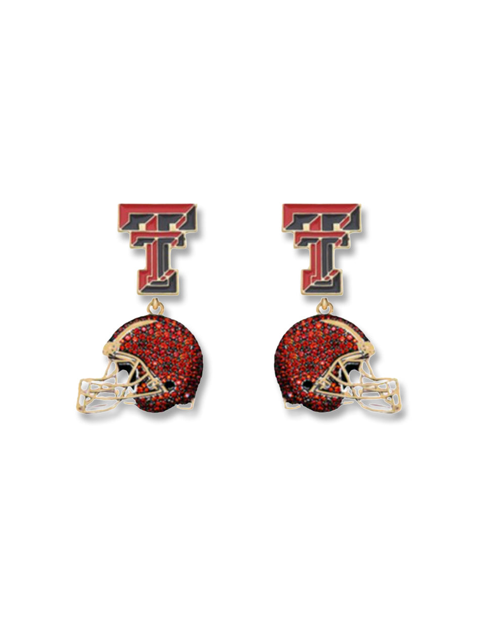 Texas Tech "Azreal" Football Rhinestone Dangle Earrings