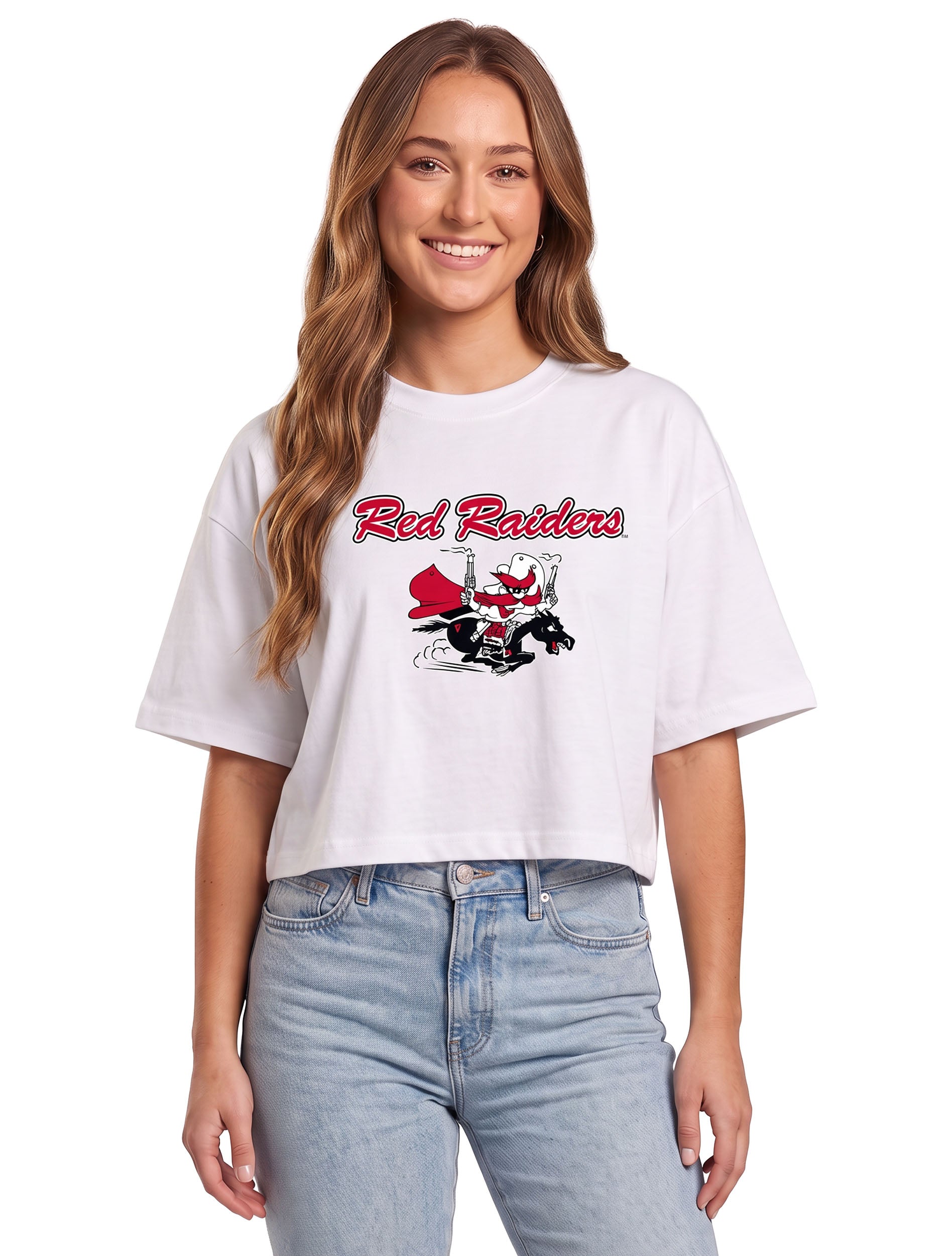 Texas Tech “Blazin’ Saddles” Crop T-Shirt