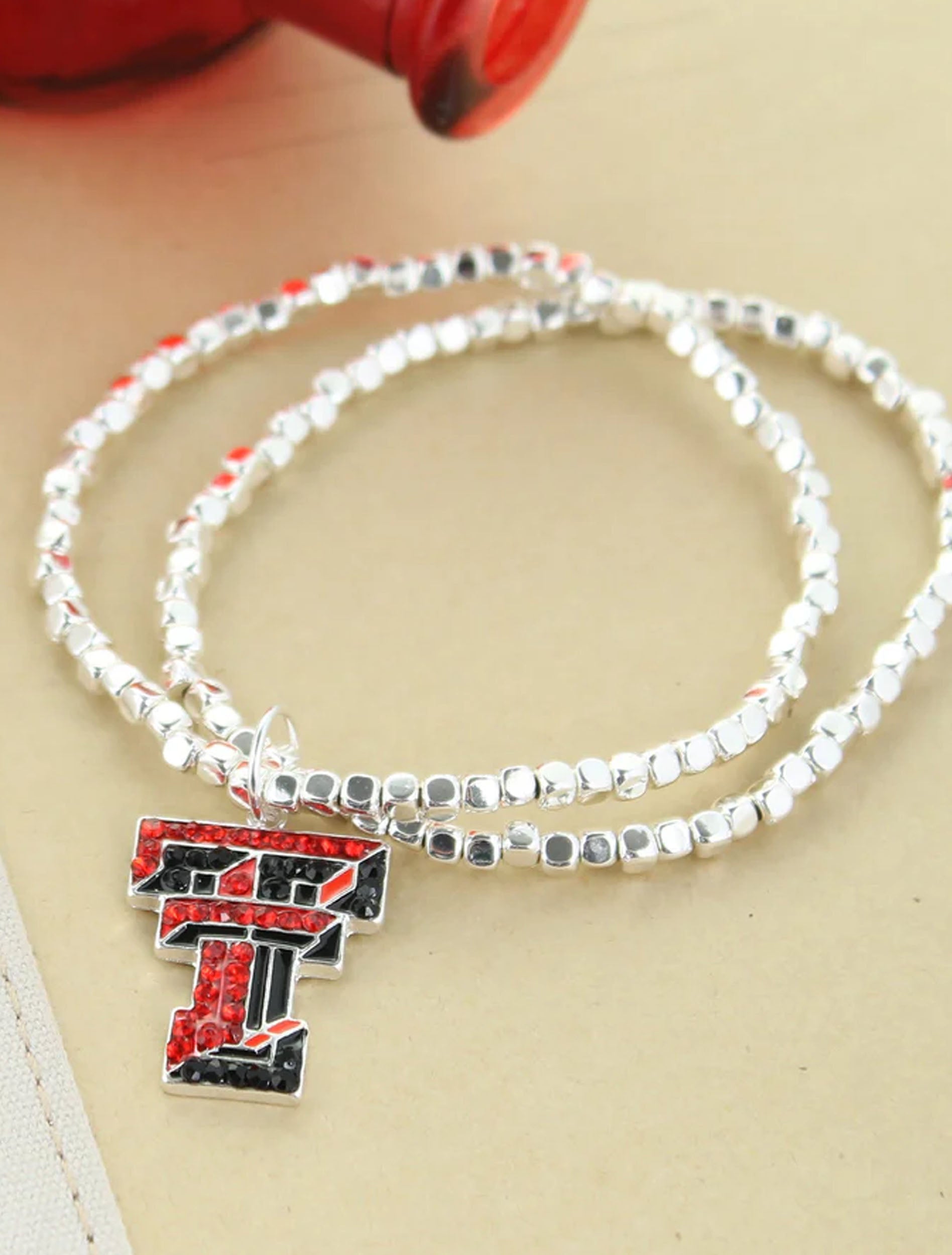 Texas Tech "Crystal" Double T 2-Strand Bracelet
