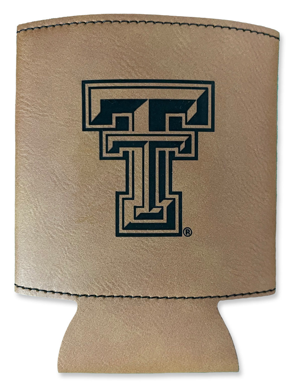 Texas Tech "Engrave Double T" Faux Leather Can Cooler