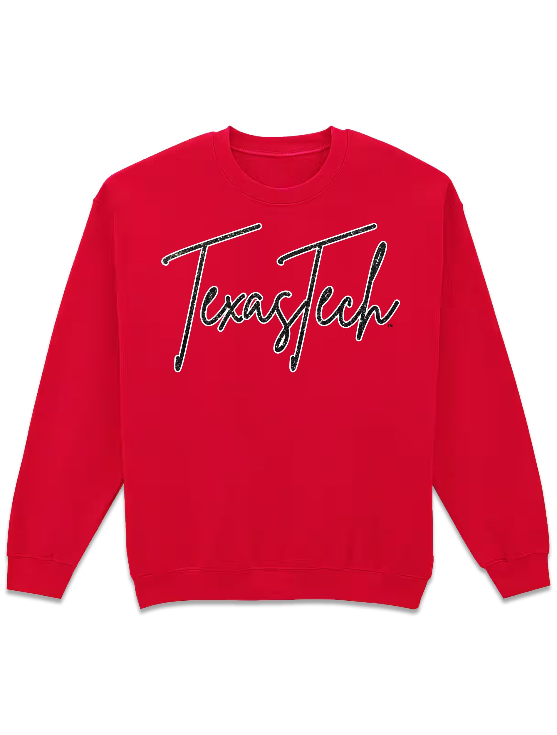 Texas Tech "Fine Line Script" Glitter Crewneck Sweatshirt