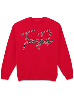 Texas Tech "Fine Line Script" Glitter Crewneck Sweatshirt