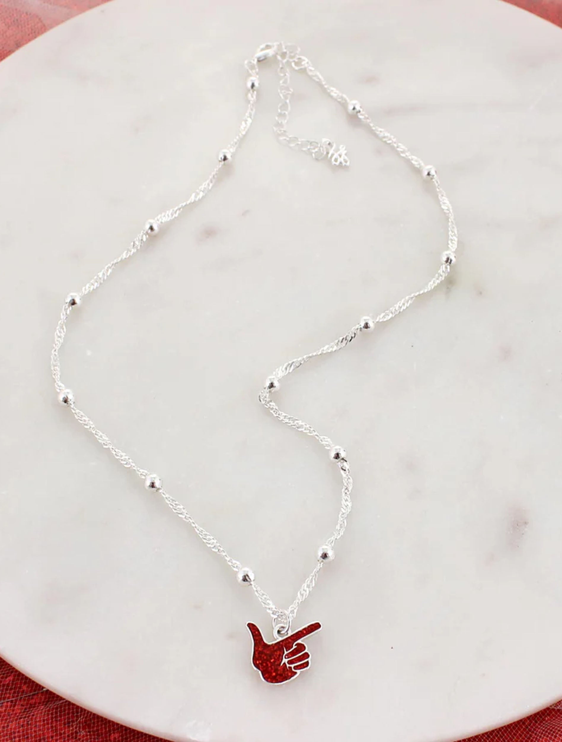 Texas Tech "Glitter Guns Up Hand" Necklace
