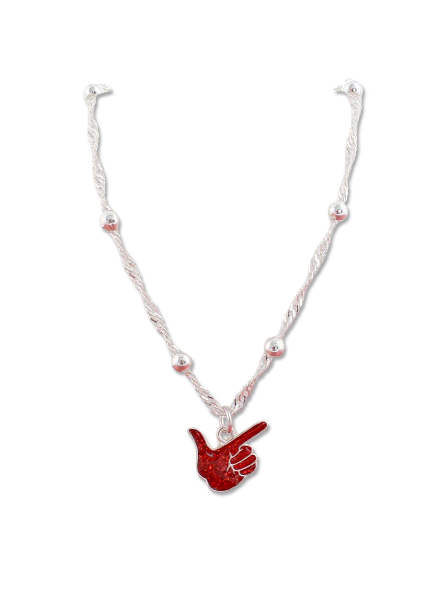 Texas Tech "Glitter Guns Up Hand" Necklace