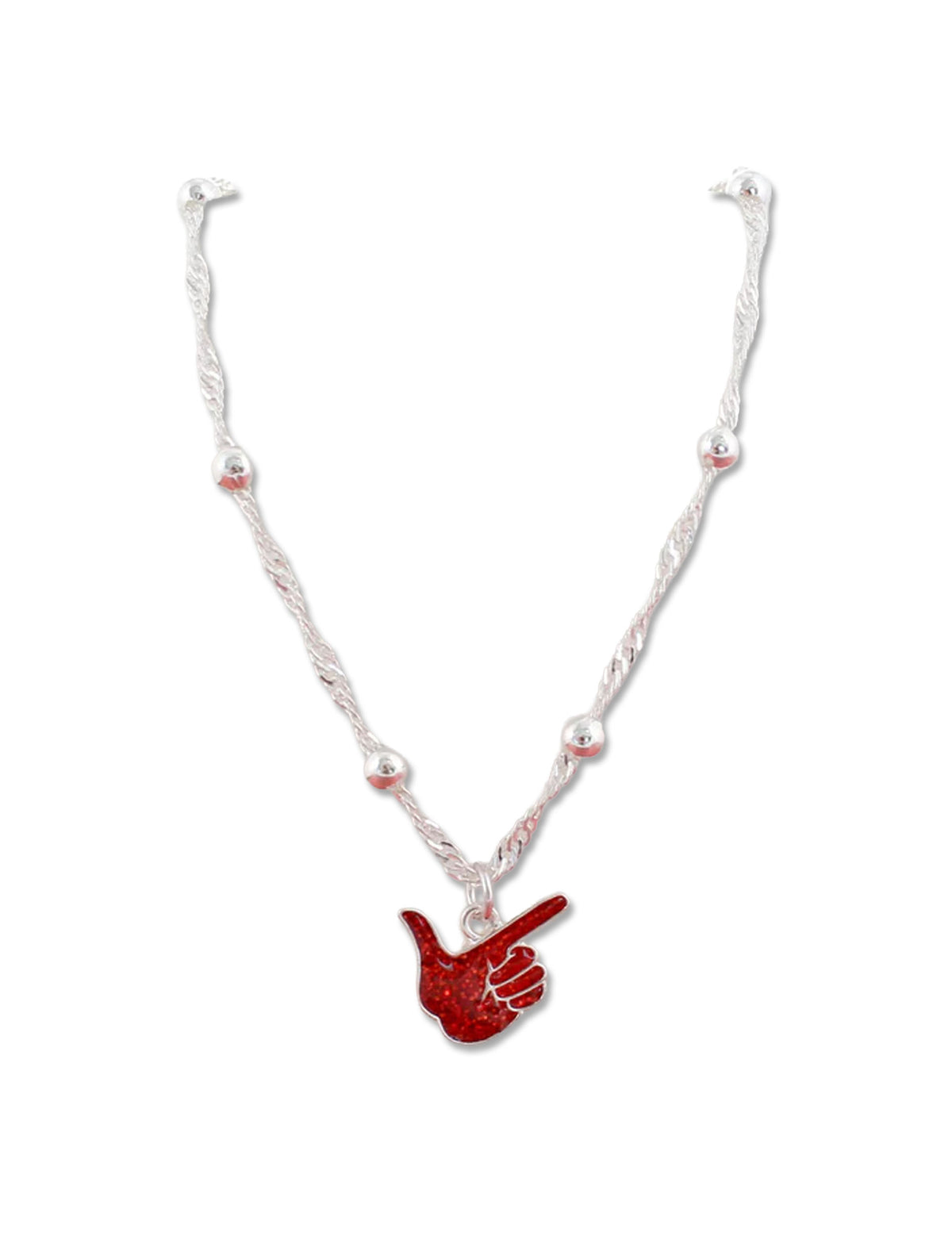 Texas Tech "Glitter Guns Up Hand" Necklace
