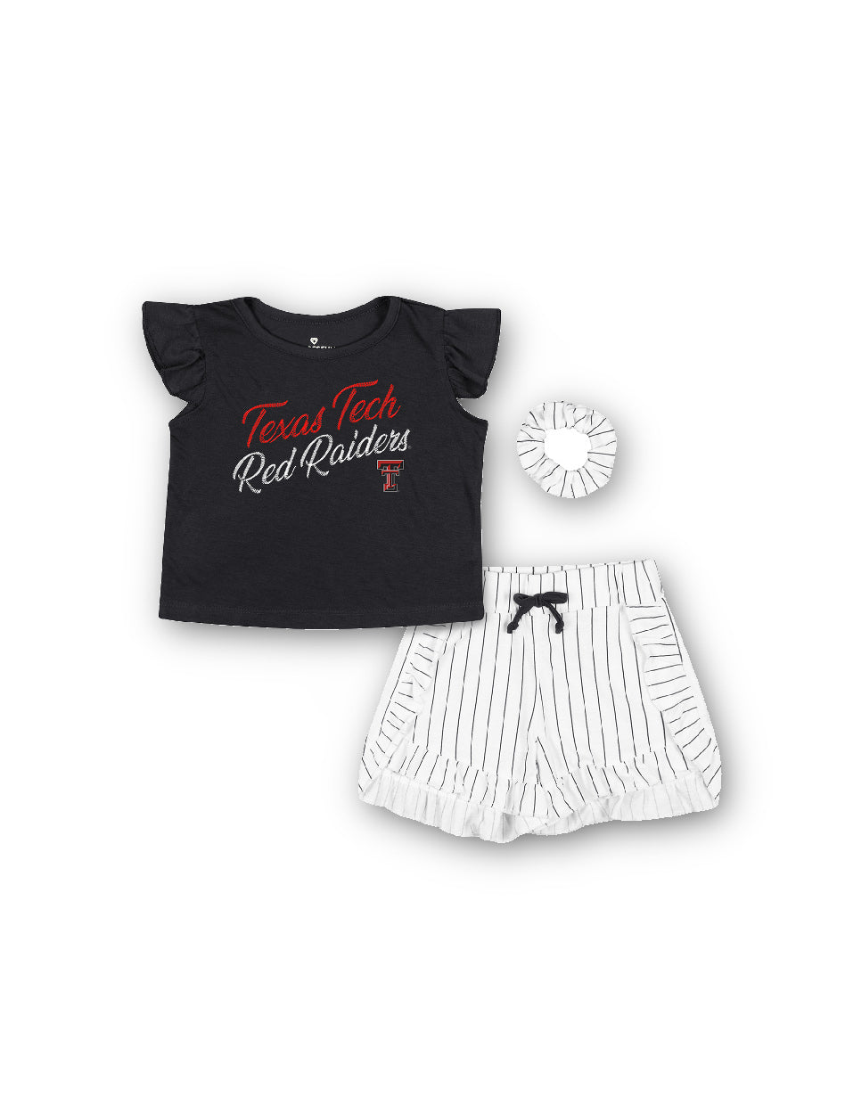 Arena Texas Tech "Harrington" TODDLER Ruffle T-Shirt & Short Set With Matching Scrunchie