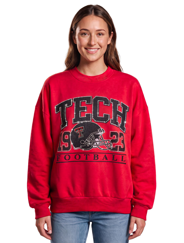 Texas Tech “Helmet & Rhinestones” Crewneck Sweatshirt