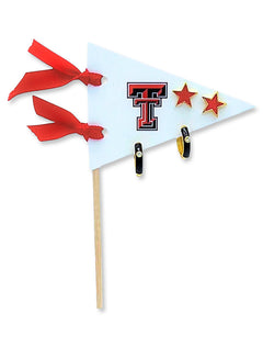 Texas Tech "Pennant" Pair Team Color Star and Hoop Earring Set
