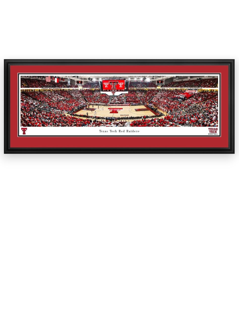 Texas Tech "Striped Out Basketball Game" Panoramic Poster in Deluxe Frame