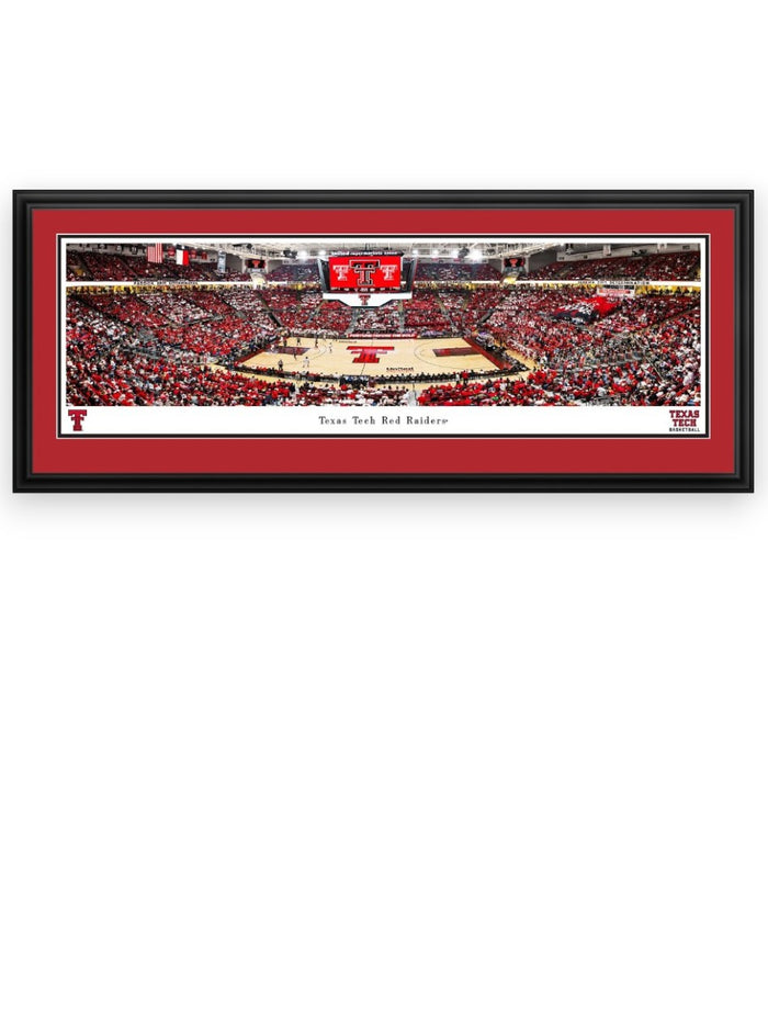 Texas Tech "Striped Out Basketball Game" Panoramic Poster in Deluxe Frame (Drop-Ship Only)