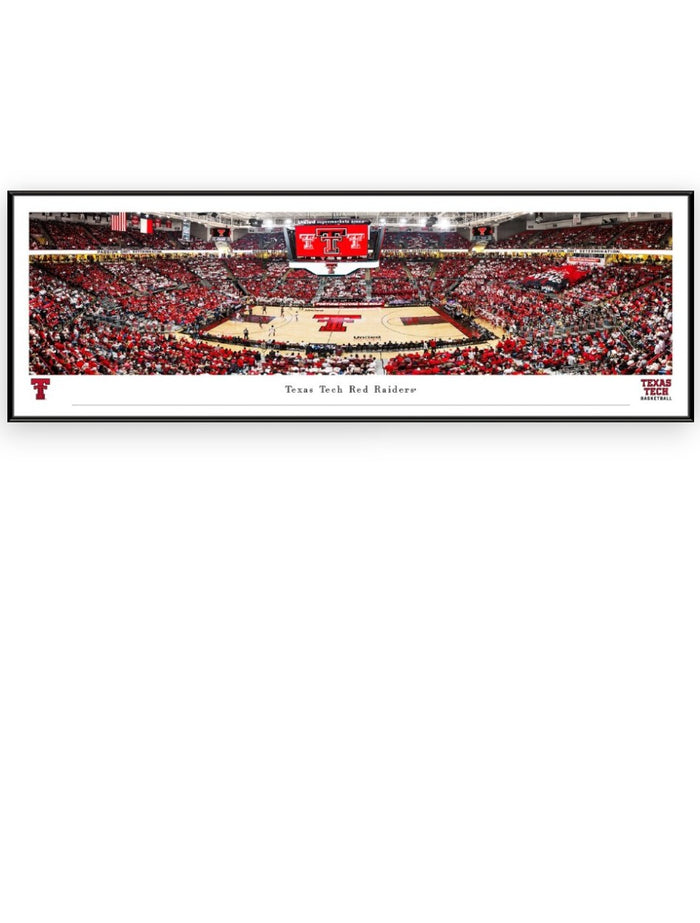 Texas Tech "Striped Out Basketball Game" Panoramic Poster in Standard Frame (Drop-Ship Only)